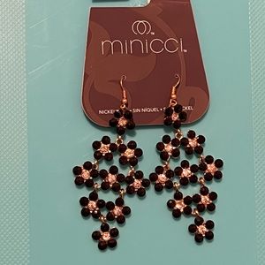 Black flower earrings